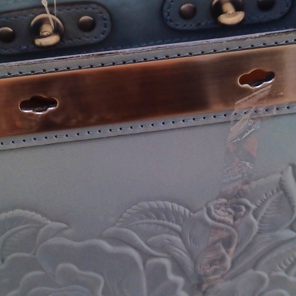 Patricia Nash Rose Tool Collection Arden Tote Crossbody Leather Blue Han… - Picture 10 of 15